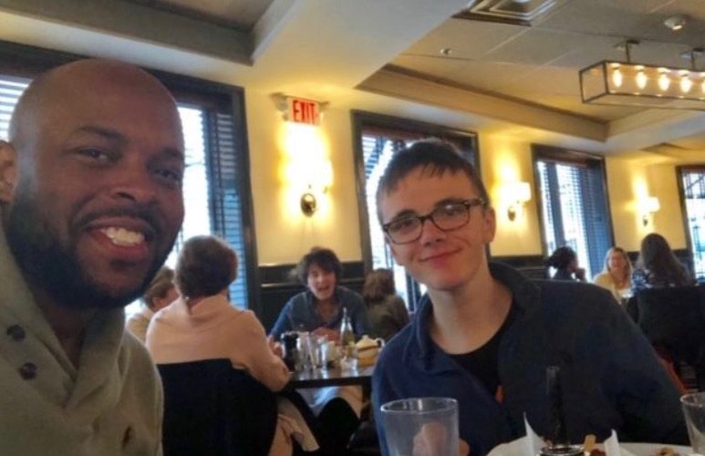 Nathan (right) and his mentor Chris (left) took a selfie out to lunch together