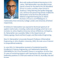 Dr. Tilak Ratnanather, Inductee for the Class of 2021 of the Disability Mentoring Hall of Fame