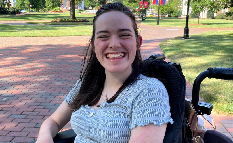 Lillian Ellmore smiling in wheelchair