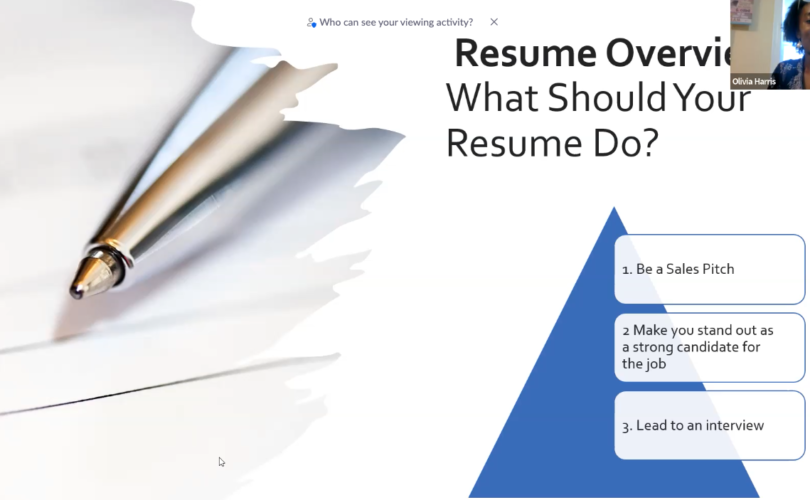 Slide asking what your resume should do