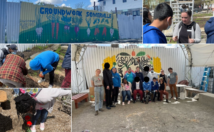 A group of students visit Groundwork Somerville.